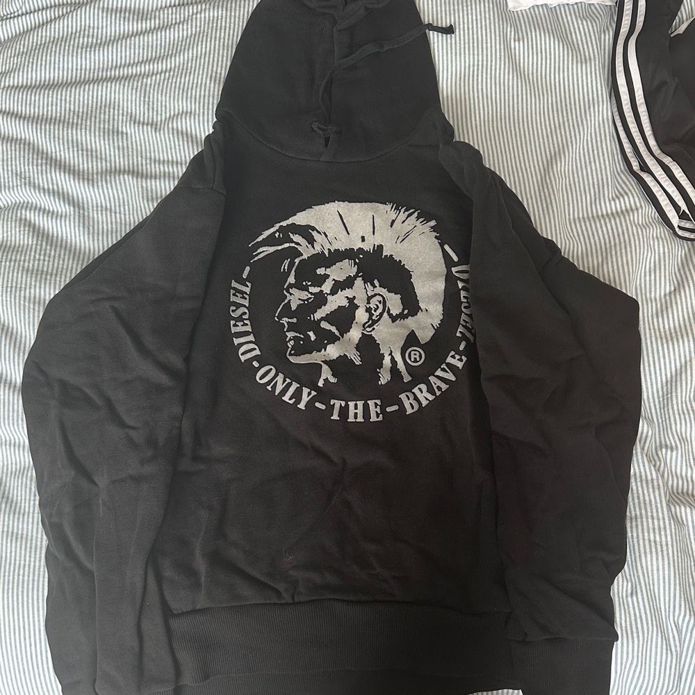 Diesel Black Hoodie with White Graphic